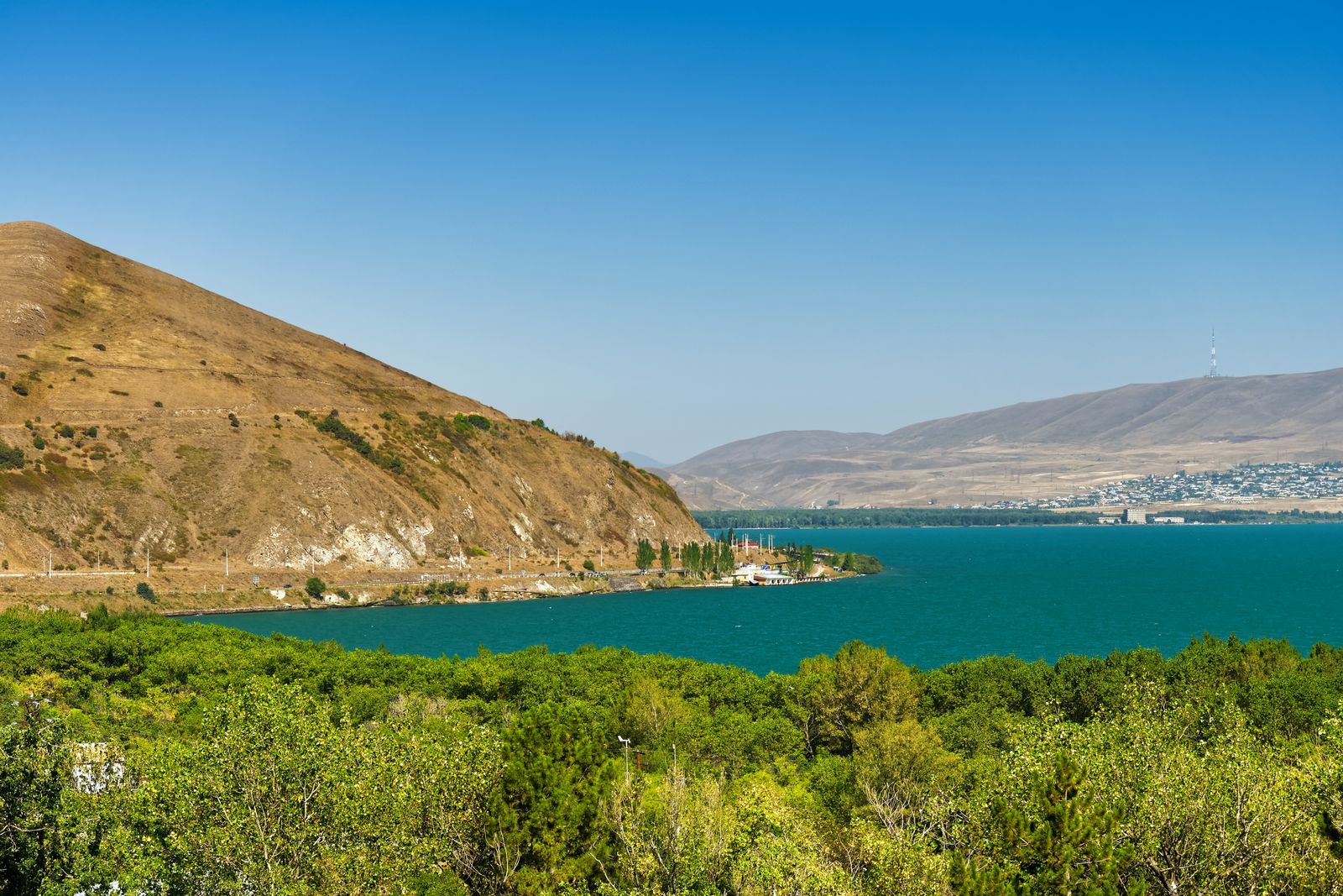 Roughly 1,240 square kilometres of water at 1,900 metres — one of the largest alpine lakes