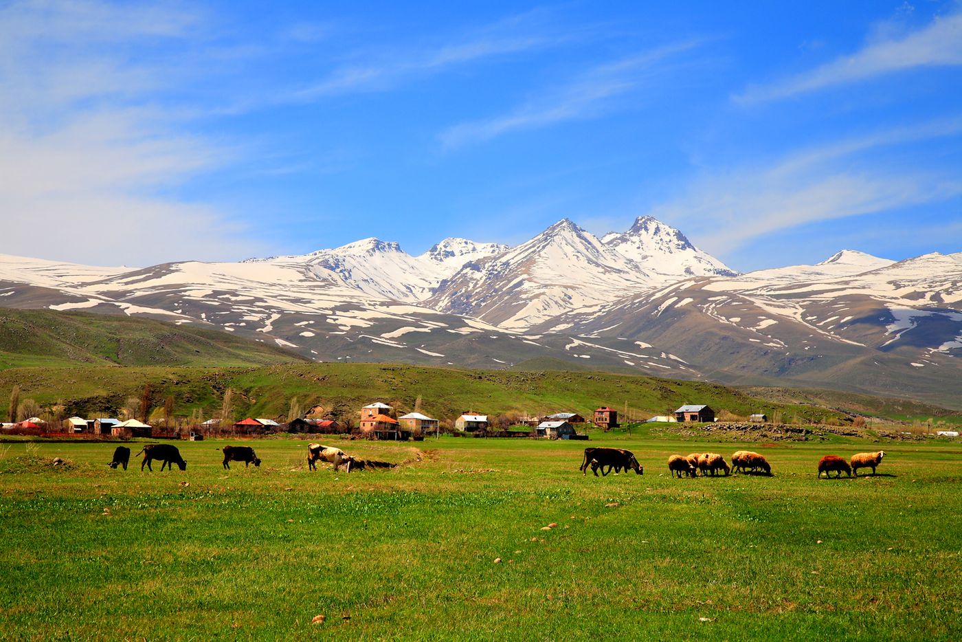 A hiker on a ridge trail in the Armenian highlands